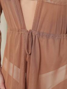 Transparent Tulle Beach Cover-Up With Waist Strap - 棕色 - 查看 6