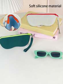 Silicone Zipper Glasses Case, Sunglasses, Sun, Various Glasses Storage Box, Travel Storage Bag, Multi-Purpose Small Dust-Proof Miscellaneous Storage Bag, Portable And Convenient For Carrying Out Silicone Glasses Case, Suitable For Home, Travel, Commuting. Travel Essentials Travel Accessories Travel Bag Vacation Holiday Back To School School Stuff Sunglasses Women - Multicolor - View 4