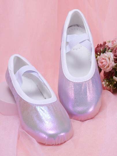 Children's Indoor Practice Shoes, Dance Performance Shoes, All-Season Glossy, Dirt-Resistant, Wear-Resistant, Full Elastic Fabric Soft Bottom, Comfortable, Non-Slip, Elastic Band, No Lace Ballet Dance Shoes