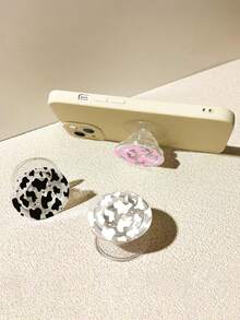 Leopard Print Transparent Air Cushion Phone Holder, Retractable Foldable Slouchy Flat Phone Stand Accessory - Multicolor - View 1