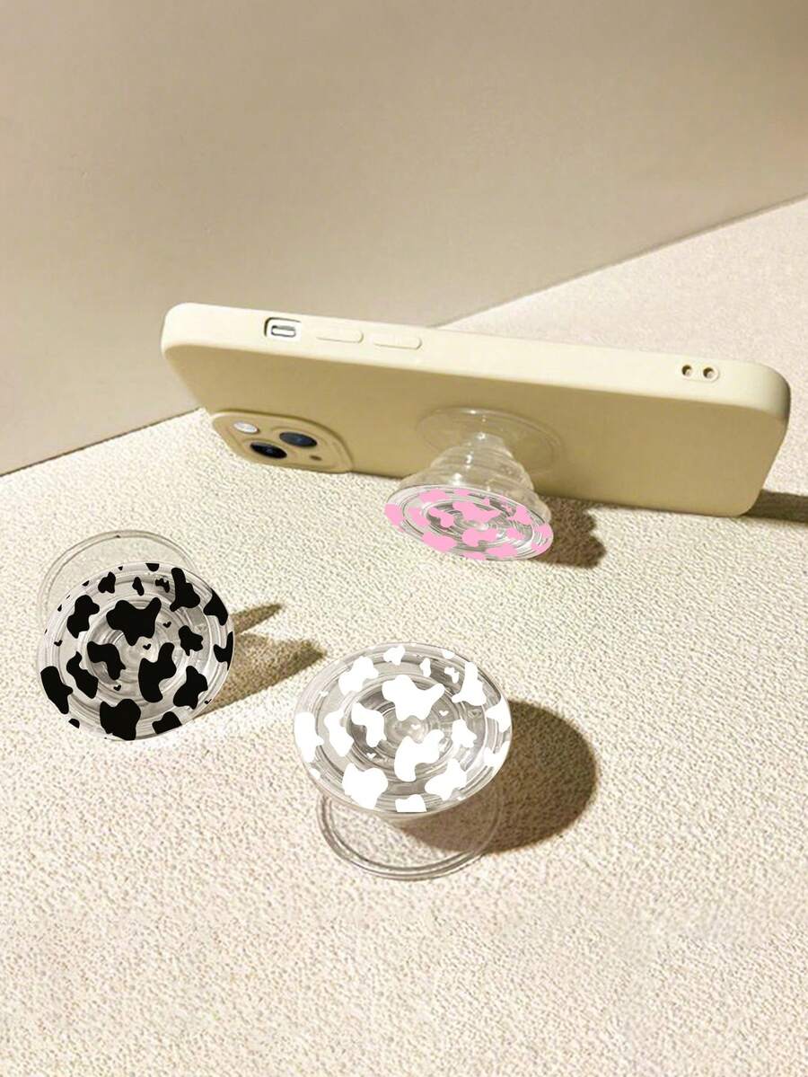 Leopard Print Transparent Air Cushion Phone Holder, Retractable Foldable Slouchy Flat Phone Stand Accessory - Multicolor - View 1