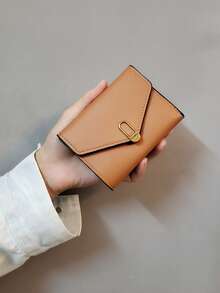 New Women Short Wallet Fashion Coin Purse Card Holder Snap Closure Foldable Solid Color Leather Wallet For Women Wallet Mini Wallet Purse Wallet Small Wallet Cute Wallet Money Wallet Travel Essential Badge Holder Id Card Holder Id Holder