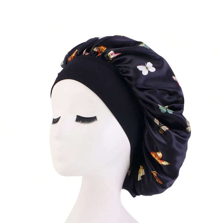 High-Quality Neutral Nightcap, Satin Hair Care Cap, Suitable For 12 Scenarios, Curly Hair, Long Hair And Short Hair, Comfortable Fit For The Head Shape All Night, Night Hair Protection, Satin Headband, Anti-Frizz Nightcap, Tubular Nightcap, Men's Nightcap, Men's Headscarf, Women's Nightcap - 黑色 - 查看 1