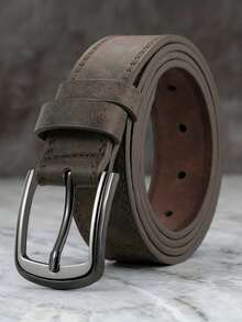 2条男士设计师休闲皮带，金属针扣 - 高品质仿皮时尚奢华皮带，适合日常及正式场合，百搭配饰 | 现代皮带设计 | 耐用皮带，理想礼品之选 - 2pc(黑色+棕色) - 查看 5