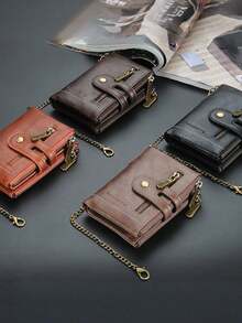 1Pc Men's Short Multi-Card Slot Tri-Fold Wallet - , Stylish, High-Tech Wear-Resistant Retro Small Wallet - Multicolor - View 12