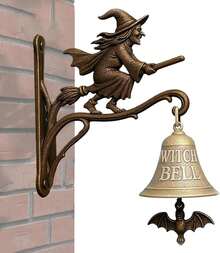 Genérico Campanas de Bruja para Puerta,Campanas de Bruja de Pared con Escoba - Decoración Colgante para Jardín Exterior Entrada Porche Pasillo - 1 - Ver 6
