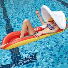 Inflatable Swimming Pool Float Bed With Headrest, Suitable For Beach, Lake, Swimming Pool, Adult Pool Float, Sunbathing Pool, Portable Floating Chair Bed, Suitable For Travel, Adult Size (Blue/Pink), Swimming Pool, Bathtub, Lake, Beach Resort Floating Net Chair, Pool Inflatable, Beach Essentials, Pool Float - Multicolor - View 9