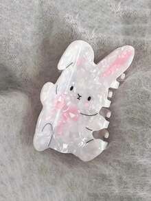 1pc Cute Rabbit Claw Clip Cartoon Ponytail Clip Adorable Hair Clip For Bun Hair Clip Winter Hair Accessories Elegant Hair Claw - 白色 - 查看 5
