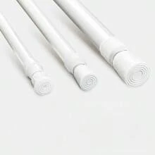 1根可调节弹簧张力窗帘杆，适用于窗户、浴室、橱柜和厨房 - 白色 - 查看 2