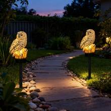 1个/2个太阳能猫头鹰花园灯，带LED灯，适用于户外装饰 - IP65防护等级，是送给女性和猫头鹰爱好者的完美礼物 - 非常适合庭院、小路、露台、草坪 - 圣诞主题驱鸟装饰品，适用于后院景观美化和节日庆祝活动 - 貓頭鷹 - 查看 7