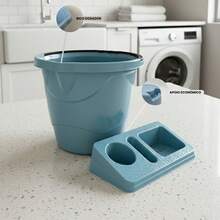 7.5 Liter Cleaning Bucket Set + Dish Soap Dispenser Sink Organizer For Home Use - 1 Bucket + 1 Detergent Dispenser, Petrol Blue - View 2