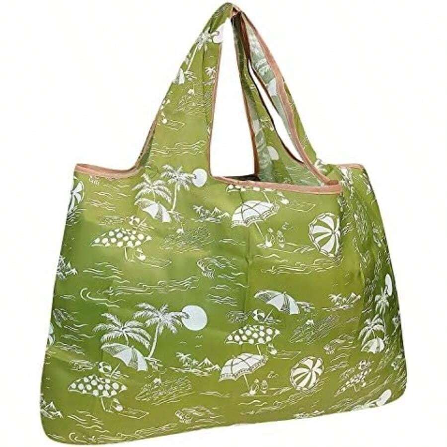 allydrew Bolsa grande plegable de nailon reutilizable, estampado de leopardo(Green Paradise) - Multicolor - Ver 1