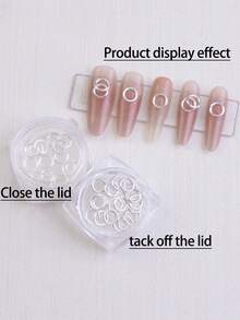 A Box Of Silver Alloy Punk-Style Nail Decals Featuring 3D Design With Y2K-Style Circular Metal Art Elements. It Is A DIY Nail Jewelry Product Used For Nail Polish Design, Suitable As Salon Accessories And For At-Home DIY Nail Decoration. - Multicolor - View 3