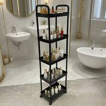 5/4/3层多功能储物推车，360°旋转，承重力强，多层置物架，适用于厨房、卧室、客厅、浴室和户外露营，塑料材质，多功能储物推车 | 时尚现代置物架 | 坚固耐用的储物架，是圣诞节、新年礼物、厨房用品、厨房配件和厨房工具的理想之选 - 彩色 - 查看 17