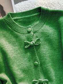 JIANHU Spring Butterfly Knit Cardigan, Short Design, Suitable For Petite Figure, Elegant Versatile, Create Fashionable Look - Green - View 6