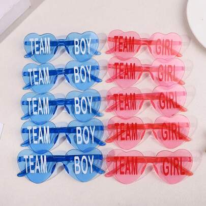 5/10 món, Phụ kiện trang trí tiệc tiết lộ giới tính, Kính đội bé trai & đội bé gái, Phụ kiện chụp ảnh màu xanh dương và hồng, Quà tặng khách mời.