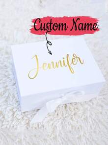 1 pieza Caja de regalo personalizada con cinta magnética, caja de regalo magnética personalizada con tapa para propuesta de padrinos, boda, damas de honor, aniversario y regalo de novia, regalo único - Multicolor - Ver 5