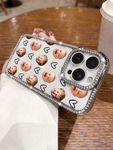 1 Personalized Love Pattern Customized Family And Friend Pattern Anti Drop Electroplating Bright Diamond Simple Smartphone Protective Case, Compatible With IPhone 17/Air/17pro/17promax/16/15/14/13/12/11 And Other Models, Suitable For Giving As Gifts To Friends And Others - Silver - View 5