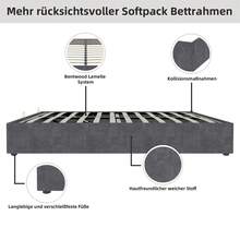 Modern Minimalist Bed Frame, 160*200CM, Grey, In Dutch Velvet, Equipped With Gas Springs, Modern Style Bedroom Furniture, Headboard And Mattress Not Included. - Gray + Fabric + Metal + Memory Foam - View 5