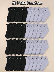 20双装儿童运动袜 - 黑灰色运动袜，男女通用（1-14岁），透气弹力运动袜，适合上学、跑步、日常穿着 | 柔软舒适的男女通用袜，适合青少年和儿童 - 彩色 - 查看 13
