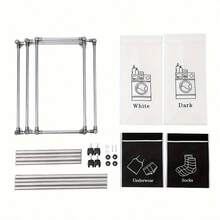 2 Compartment Laundry Hamper - 2 Tier Laundry Sorter With Handles - Sturdy Metal Frame & Breathable Mesh Bags - Space Saving Foldable Clothes Organizer For Home, Apartment, Laundry Baskets - Black and White - View 6