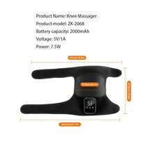 1个膝盖按摩器，加热按摩，膝盖支撑，腿部冷疗，暖振动按摩，可充电腿部加热垫，2000mAh可充电电池，圣诞节家庭礼物 - 彩色 - 查看 10