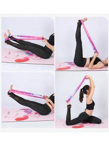 1 pieza Correa para esterilla de yoga con estampado digital, correa de sujeción colorida de nailon, correa de almacenamiento, banda de estiramiento de yoga - Rojo - Ver 5