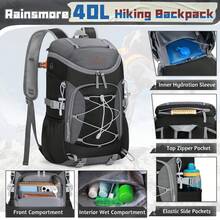 40L Foldable Backpack, Unisex Waterproof Lightweight Packable Hiking Backpack For Travel, Trekking, Camping And Outdoor Activities, Large Capacity Black