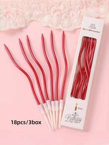 6支/18支弯曲红色蜡烛，圣诞蜡烛，情人节蜡烛，生日蜡烛，生日蛋糕装饰插片，生日蛋糕装饰，蛋糕装饰，烘焙用品，烘焙装饰品 - 紅色 - 查看 9