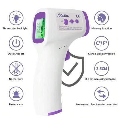 1pc Non-Contact Forehead Temperature Gun Thermometer High-Precision Electronic Thermometer Digital Temperature Gun Second Measurement- This Tool Does Not Include Batteries