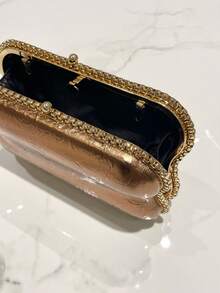 1 pieza Bolso de embrague de piel de PU marrón brillante y reflectante, bolso elegante adecuado para vestidos formales de mujer, vestidos de noche, bodas, fiestas y celebraciones - Marrón - Ver 8