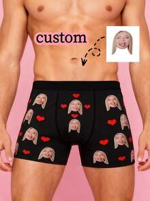 1pc Customized Photo Print Funny Novelty Men's Polyester Briefs, Suitable For Valentine's Day/Gag Gift Occasions - Multicolor - View 1