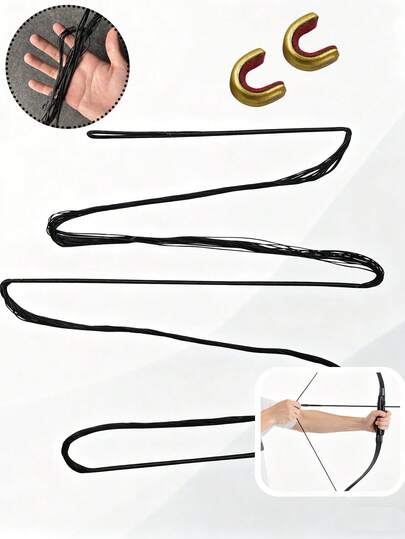 1 pieza Equipo de caza al aire libre Accesorios de arquería Cuerda del arco, Cuerda del arco duradera de 14 hebras para arco recurvo tradicional, Viene con hebilla de cobre para la cuerda del arco, Conveniente para la práctica de tiro con arco y la recreación al aire libre, Múltiples longitudes disponibles
