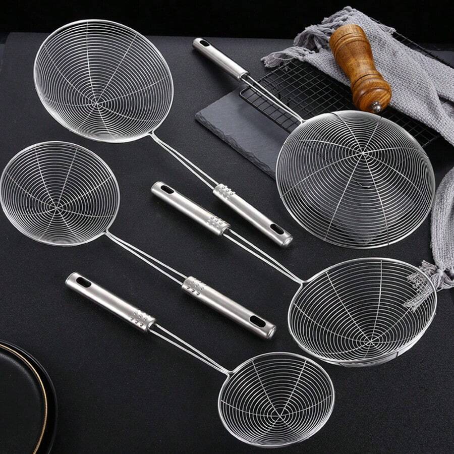 Escumadeira Fritura Inox Resistente para Batata e Pastel – 13x33.5cm | TOP RIO! - Prata - Visão 1