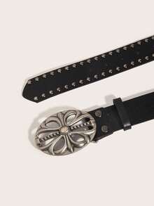 1条男士Y2K朋克风花卉交叉扣黑色S码腰带，百搭日常、休闲、商务场合皆宜，可作为送给男友、丈夫、父亲的礼物，也适合青少年、青年、男士，休闲、户外、运动、旅行、波西米亚风、复古秋季、万圣节秋冬配饰。 - 金屬十字 - 查看 8