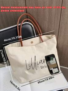 Custom Bridesmaid Beach Tote, Personalized Ivory Canvas Handbag With Name For Weddings Bridal Parties And Travel - White - View 6