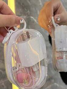 1 Transparent Multi-Purpose Data Cable Storage Bag With Hook Design, Portable Storage For Headphones When Traveling, Suitable For Travel - Nhiều màu - Xem 4