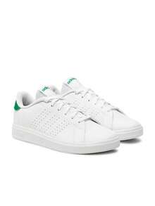 Adidas 阿迪达斯 Advantage Base 2.0 女款 GS 运动鞋，休闲运动，轻盈缓震，吸汗透气，舒适防滑，撞色设计，多功能，适合健身房、日常穿着、学校通勤、街头潮流，白色/绿色，ID3889 - 白色/綠色 - 查看 2