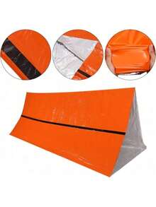 双人应急避难睡袋求生帐篷套装，帐篷，睡袋，防水户外装备，SOS保暖毯，可重复使用 - 彩色 - 查看 6