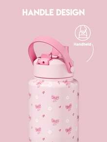 18/26/40 oz Insulated Water Bottle with 2-in-1 Straw and Spout Lid, Keep Cold 24H, Leak-Proof, Fits in Car Cup Holder, Stainless Steel Water Bottle for Sports, Travel, and School (Sweetheart Bow) - 40oz粉紅雛菊蝴蝶結 - 查看 7