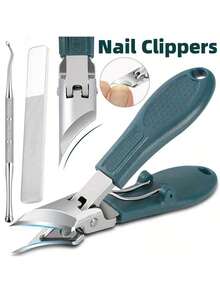 1支/3支装专业指甲钳，25°斜角刀片 - 重型不锈钢材质，宽握设计，轻松修剪厚指甲、嵌甲和难剪指甲 - 防溅设计，锋利斜角边缘，精准修剪 - 适用于家庭、美甲沙龙、足疗 - 必备的指甲和足部护理工具，符合人体工程学的手柄，经久耐用，美容必备 - 彩色 - 查看 8