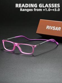 两副男女通用磁吸式可拆卸颈挂式老花镜，新款方形时尚哑光设计，适合阅读、缝纫、商务、日常佩戴、运动，防滑，电脑使用舒适便捷，适合各种脸型，7种度数可选，是送给父母、节日礼物的理想之选。眼镜，女士眼镜，近视眼镜，女士老花镜，男士老花镜，未来感设计。