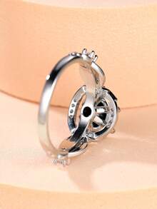 1 pièce Bague pour femme en zircone noire avec motif feuille et vigne, accessoire de mode pour soirée, cadeau d'anniversaire - Noir - Voir 4