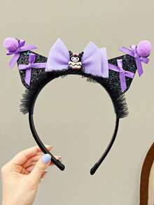 1 pièce Serre-tête mignon Kuromi de Sanrio, accessoire de cheveux polyvalent et doux de dessin animé