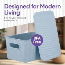 Superio Tapa para contenedor de almacenamiento, plástico duradero, cestas para almacenamiento y organización en el hogar, cocina, armario, oficina, tocador, tienda de ropa, juguetes, cosméticos, artículos de papelería (5 litros, azul)(default) - Multicolor - Ver 5