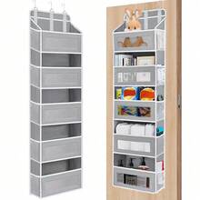 1PC Over-The-Door Organizer With 5 Large Pockets & 5 Mesh Side Pockets - Door Shelf & Clear Window Design - Anti-Tilt 44lb Capacity - For Bedroom/Bathroom/Pantry/Nursery - Xám - Xem 9