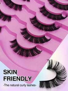 7 pares de pestañas postizas rusas con rizo D, estilo wispy y esponjoso, volumen, pestañas falsas gruesas y densas, rizadas y dramáticas, extensión de pestañas de mink falso para maquillaje