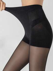 1pc Women's 20D Ultra-Sheer High Waist Tights, Solid Black