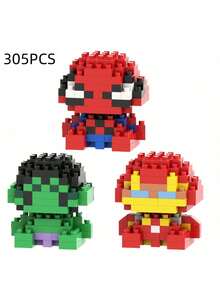 5cm High Marvel Spider-Man Winnie The Pooh Princess Building Blocks Puzzle Toy, Suitable For Educational DIY, Desktop Decor For Block Lovers, Ideal Birthday Gift, Party Photo Prop, Back To School Supplies. Also Suitable As Christmas, Birthday Gift And Cartoon Character Toy. - Multicolor - View 5