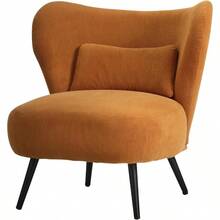 Armchair With Wingback And Lumbar Pillow Velvet Lounge Chair Orange - A8VelvetOrange - View 8